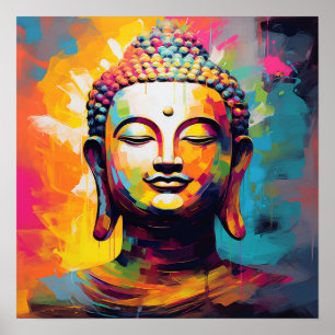 Affiche Pop Art Souriant Buddha buste