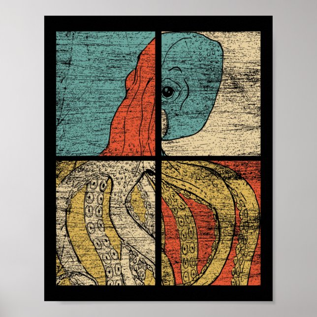 Affiche Pop Art Squid Octopus (Devant)