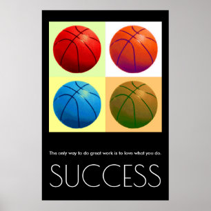 Affiche Pop Art Success Motivational Basketball Stylé