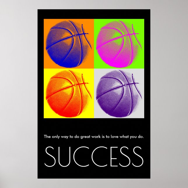 Affiche Pop Art Success Motivational Basketball tendance (Devant)