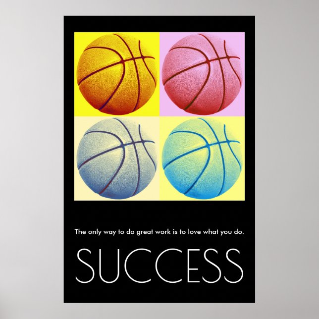 Affiche Pop Art Success Motivational Basketball tendance (Devant)