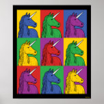 Affiche Pop Art Unicorn<br><div class="desc">Le graphisme "Pop Art Unicorn" conçu par bCreative montre une tête de licorne emblématique dans une pièce pop art à neuf panneaux ! Cela fait un grand cadeau pour la famille, les amis ou un régal pour vous-même! Ce graphisme amusant est un grand ajout au style de n'importe qui. bCreative...</div>