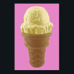 Affiche Pop Art Vanilla Ice Crem Cone<br><div class="desc">Je crie, vous criez, nous crions tous pour de la crème glacée ; ou un cône de crème glacée ! Et un délicieux cône glacé à la vanille ? Le graphique Pop Art Vanilla Ice Cream Cone présente une grande boule de crème glacée à la vanille assise sur un délicieux...</div>
