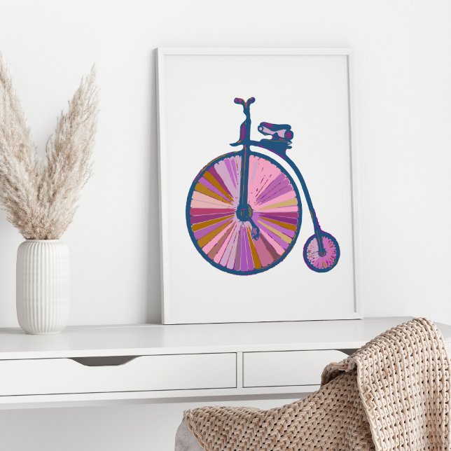 Affiche Pop Art vieux mode Unicycle Motif en rose (Créateur téléchargé)