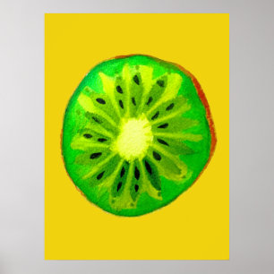 Affiche Pop art vif kiwi fruit original aquarelle