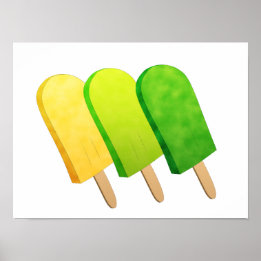 Affiche Pop de glace jaune, vert citron et vert