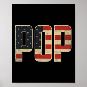 Affiche Pop Drapeau Américain Patriotique Gras Fête des Pè