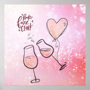 Affiche Pop Fizz Clink Champagne Célébration du vin