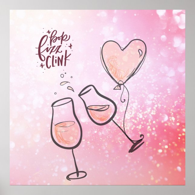 Affiche Pop Fizz Clink Champagne Célébration du vin (Devant)
