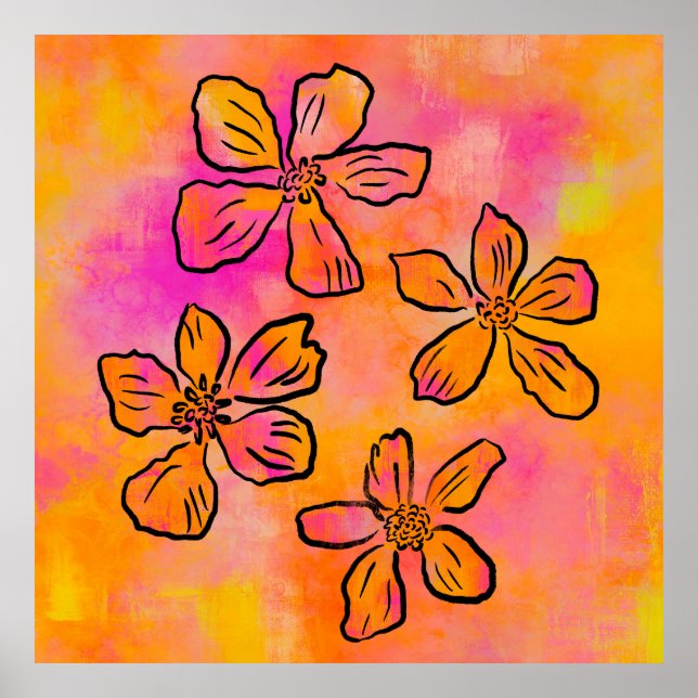 Affiche Pop Floral Rose (Devant)