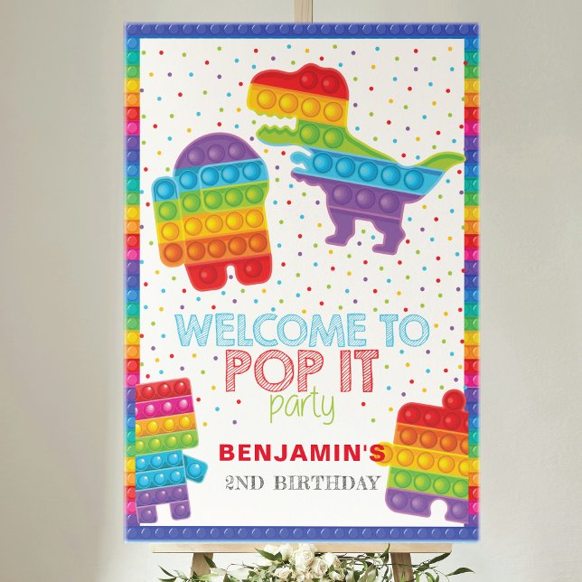 Affiche Pop It Boy Anniversaire Dinosaur Robot Personnalis (Créateur téléchargé)