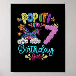 Affiche Pop It I'm 7th Year Birthday Girl Party Theme