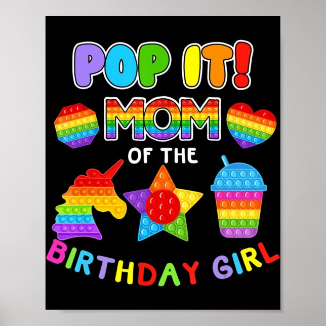 Affiche Pop It Maman De L'Anniversaire Fille Fidget Famill (Devant)