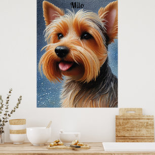 Affiche Pop Pointillisme Yorkshire Terrier Art