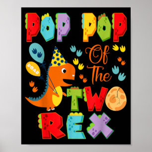 Affiche Pop Pop du garçon de 2 ans de The Two Rex dinosaur