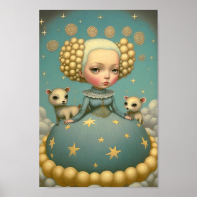 Affiche Pop Surréaliste Aries fille mignonne (Devant)