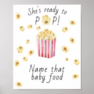 Affiche Popcorn baby shower - Nom de l'aliment pour bébé