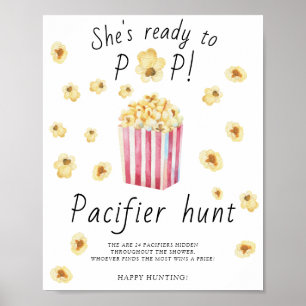 Affiche Popcorn - jeu de chasse au pouce bébé shower