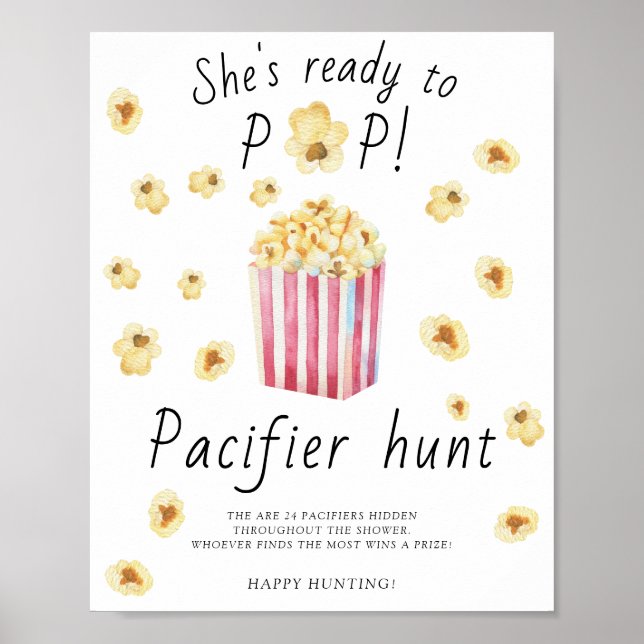 Affiche Popcorn - jeu de chasse au pouce bébé shower (Devant)