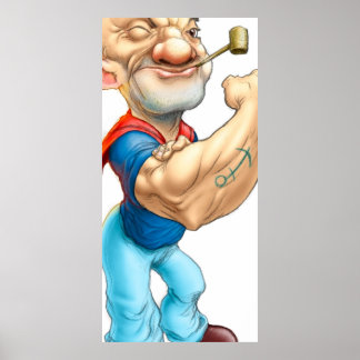 Affiche Popeye the Sailor classique marine bleu