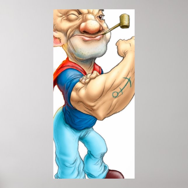 Affiche Popeye the Sailor classique marine bleu (Devant)