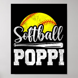 Affiche Poppi Joueur de softball Jour Fête des pères cadea