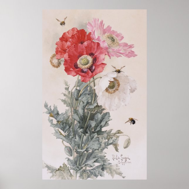 Affiche Poppies et abeilles (Devant)