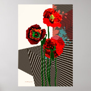 Affiche Poppies et motifs