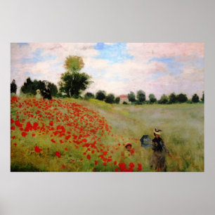 Affiche Poppies rouges par Monet - Poppy Field Parasol Fem