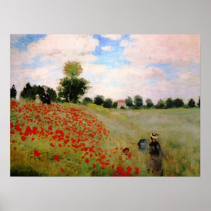 Affiche Poppies rouges par Monet - Poppy Field Parasol Fem