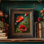 Affiche Poppies rouges - Style Vintage<br><div class="desc">Cette belle affiche avec des pavots rouge vif est juste la chose d'ajouter une pop de couleur à vos murs.</div>