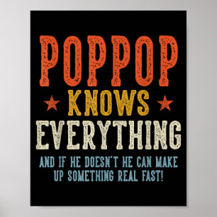 Affiche Poppop sait tout fête des pères rétro vintage