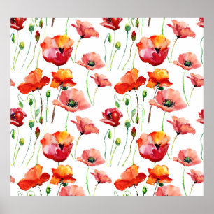 Affiche Poppy Blossom : Simple Arrière - plan sans couture