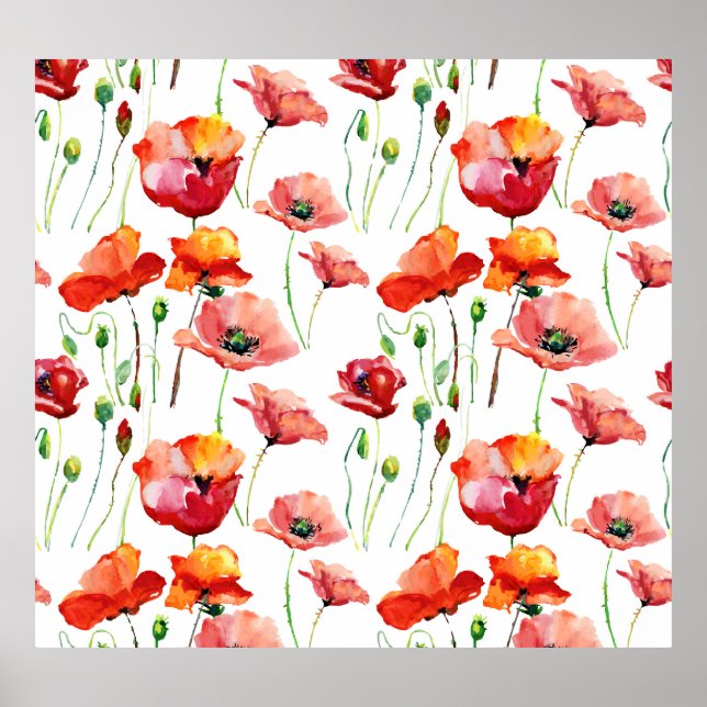 Affiche Poppy Blossom : Simple Arrière - plan sans couture (Devant)