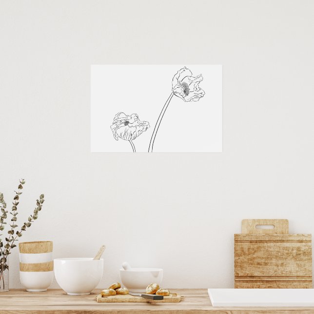 Affiche Poppy Botanical Line Art (Cuisine)