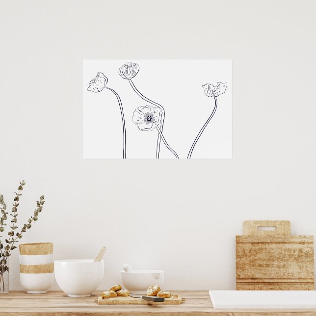 Affiche Poppy Botanical LIne Art (Cuisine)