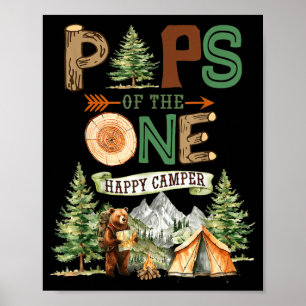 Affiche Pops du joyeux campeur 1er anniversaire camping