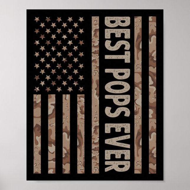 Affiche Pops Ever Us Drapeau Américain Funny Grand-Père39s (Devant)