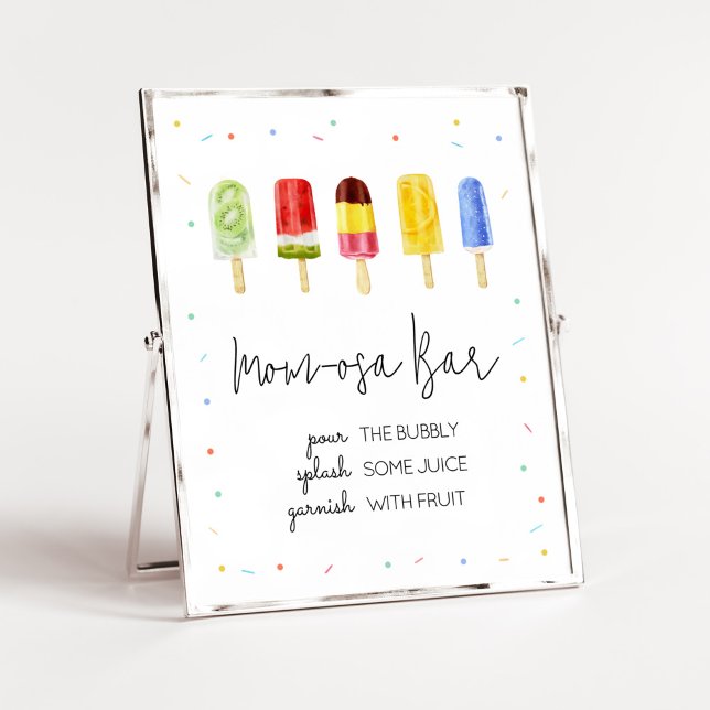 Affiche Popsicle Baby shower Maman Osa Bar (Ready to Pop Baby Shower Mom Osa Bar Sign)