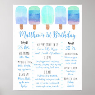 Affiche Popsicle Blue Boy Premier anniversaire Jalon