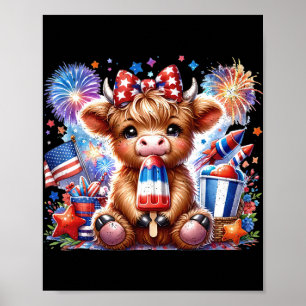 Affiche Popsicle de feu d'artifice de vache du 4 juillet É