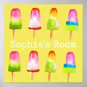 Affiche Popsicle ice-block cute food art girl's room