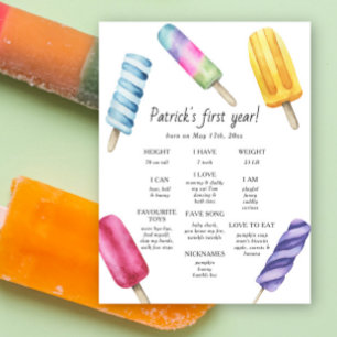 Affiche Popsicle Premier anniversaire Jalon Anniversaire