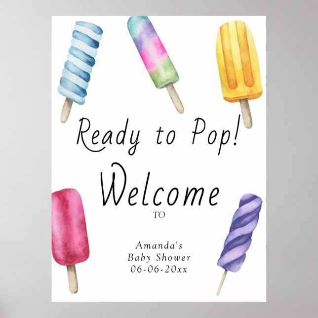 Affiche Popsicle Welcome baby shower de la carte en mousse (Devant)