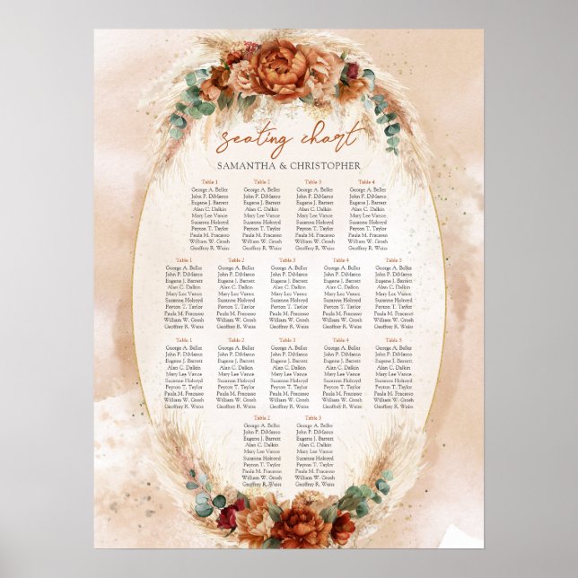 Affiche Populaire terre cuite bordeaux eucalyptus à fleurs (Devant)