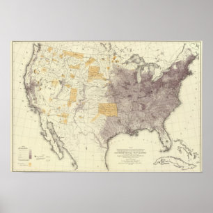 Affiche Population 1870 des USA