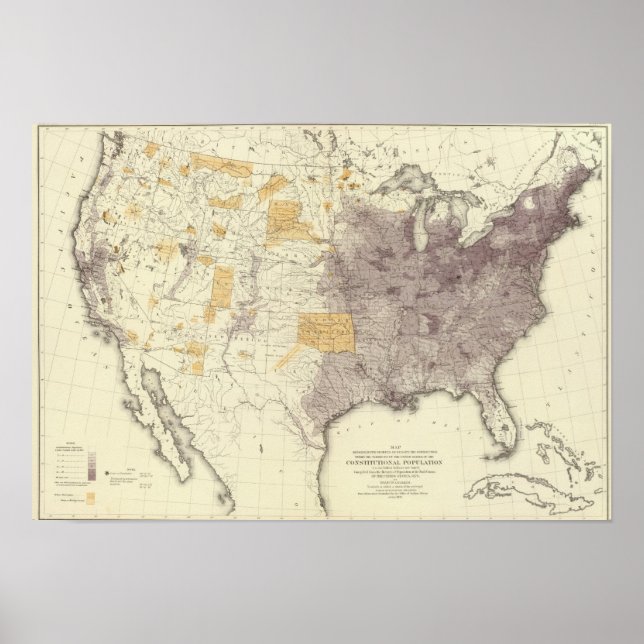 Affiche Population américaine 1870 (Devant)