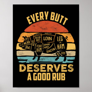Affiche Porc Barbecue Chaque Bouton Mérite Un Bon Cochon B