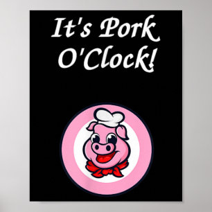 Affiche Porc Horloge Barbecue Chemise Barbecue Grill Fumeu