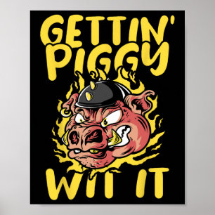 Affiche Porc Roast Byrbecue Obtenir Piggy Avec It Bbq